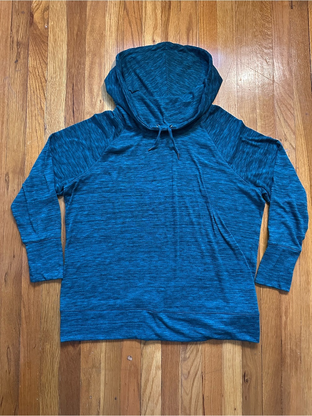 MTA Sport Women’s Blue/Green Hooded Pullover Sweatshirt Stretch Drawstring 1X